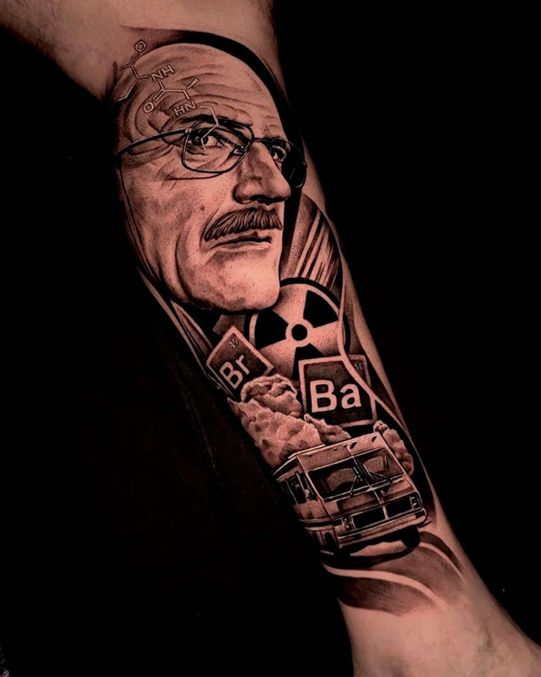 Character portrait black and grey realism tattoo